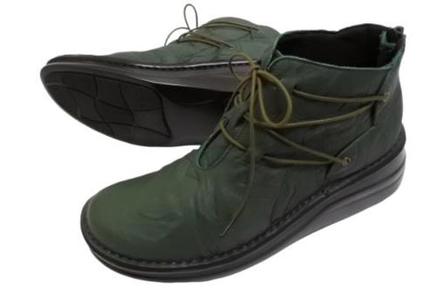 【インコルジェ8308 グリーン】ハイカット靴紐シューズ